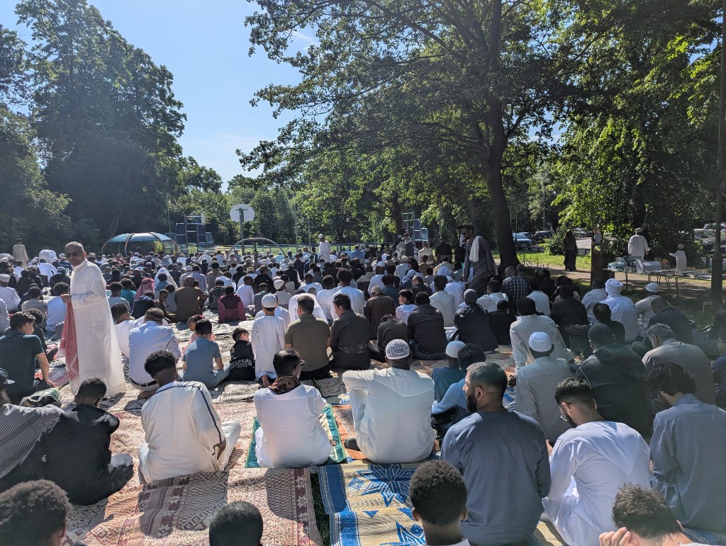 Eid prayer gathering serving the Muslim community in Beaumont Leys